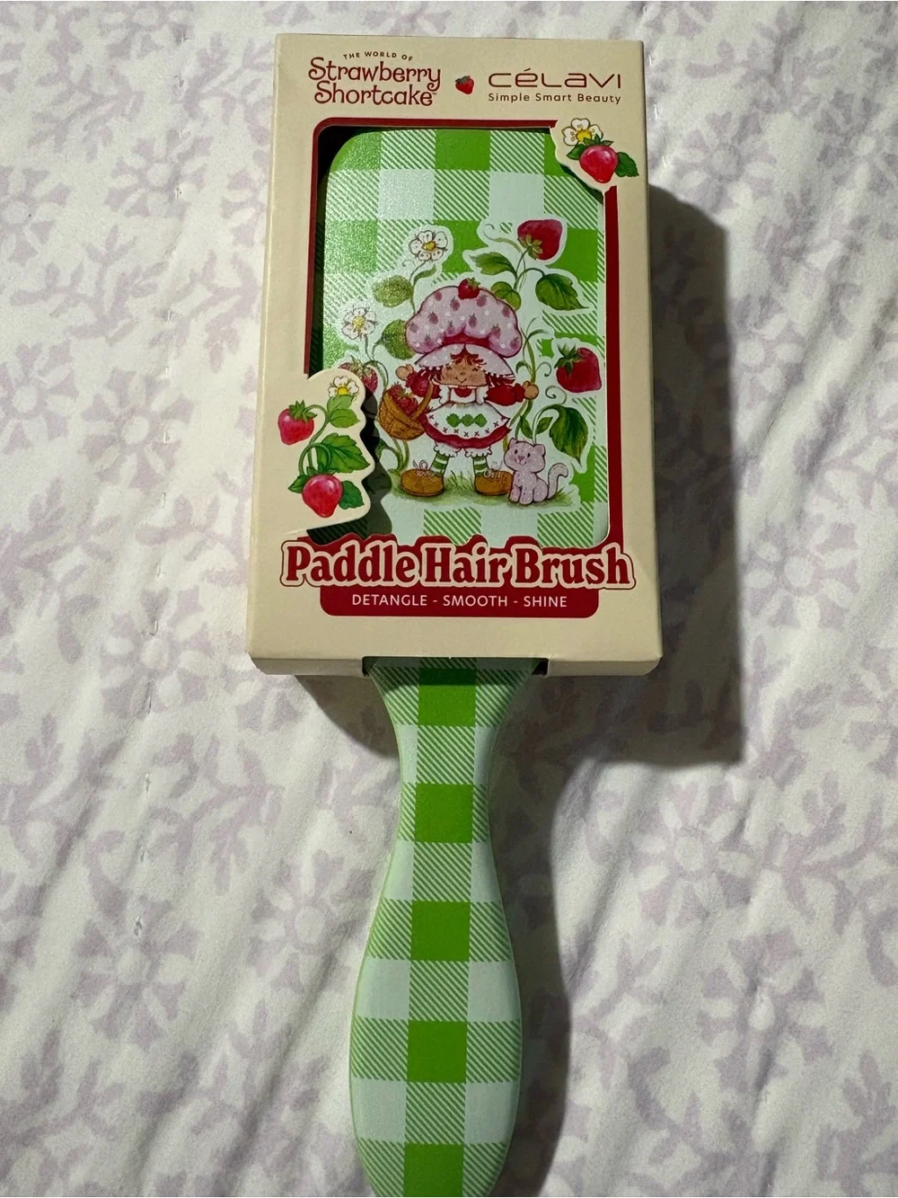 Célavi Strawberry Shortcake Green Paddle Hair Brush - Detangle & Shine